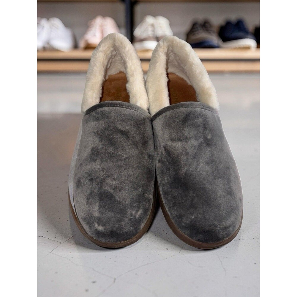 New Vionic Clare Slip On Slippers Charcoal Velvet Sz 8.5